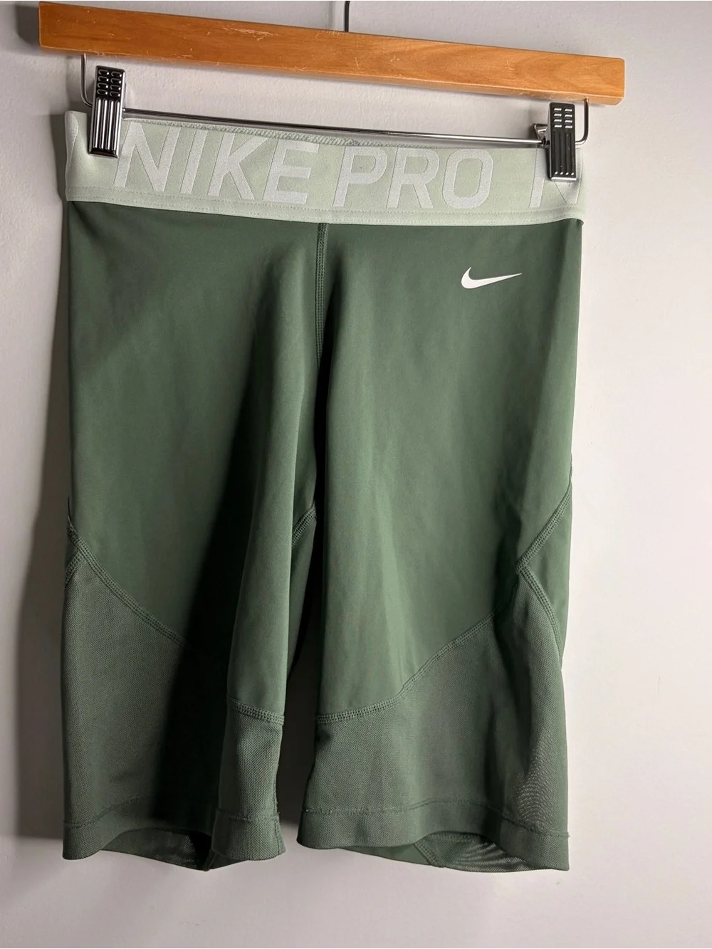 Nike Pro Biker Olive Green Mesh Athletic Compression Shorts Medium 9” - Picture 5 of 7